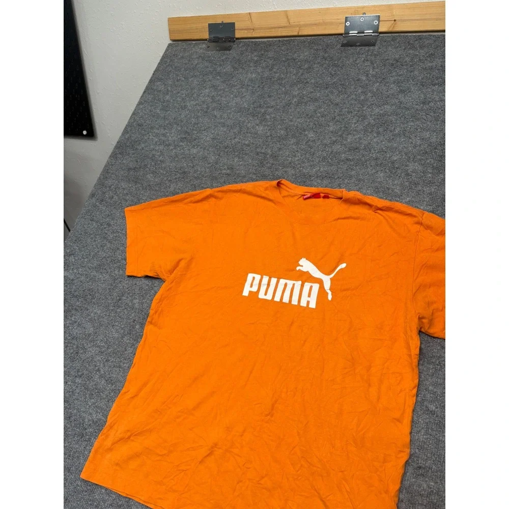 Puma Mens Graphic Logo T-Shirt Orange Cotton Short Sleeve‎ Tee Size Medium M